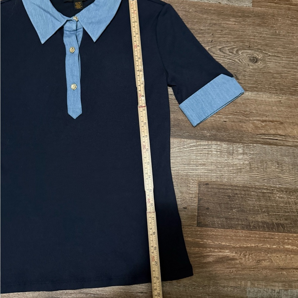 NWT Truth By Republic Short Sleeve Trimmed in Denim Size XS Retail $58 - Picture 3 of 8
